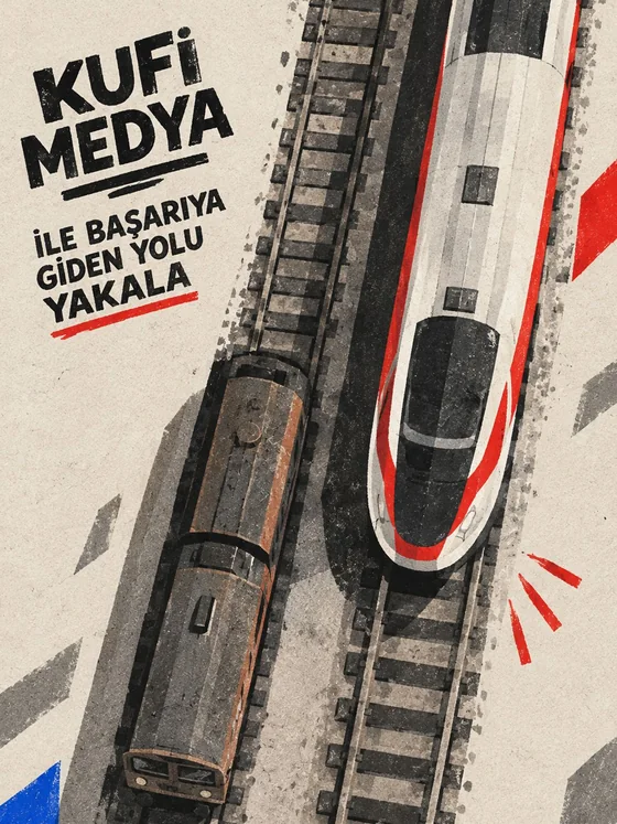Train illustration depicting the theme of travel with Kufi Medya